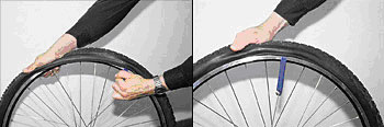 Použitie montpáky na uvolnenie plášťa na bicykli